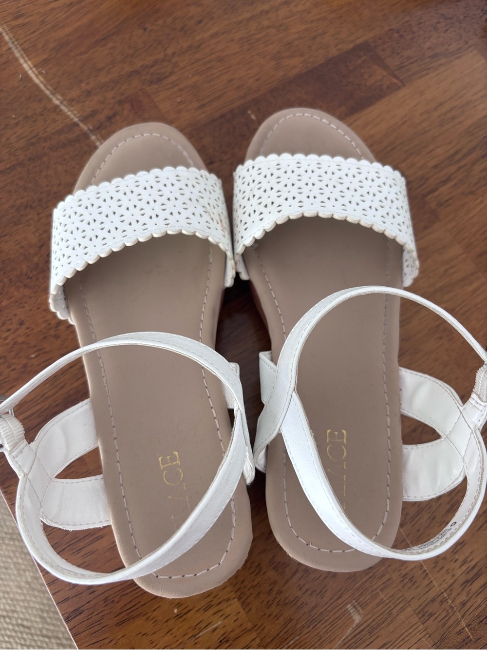 The Children's Place White Perforated Scalloped Slide Sandals